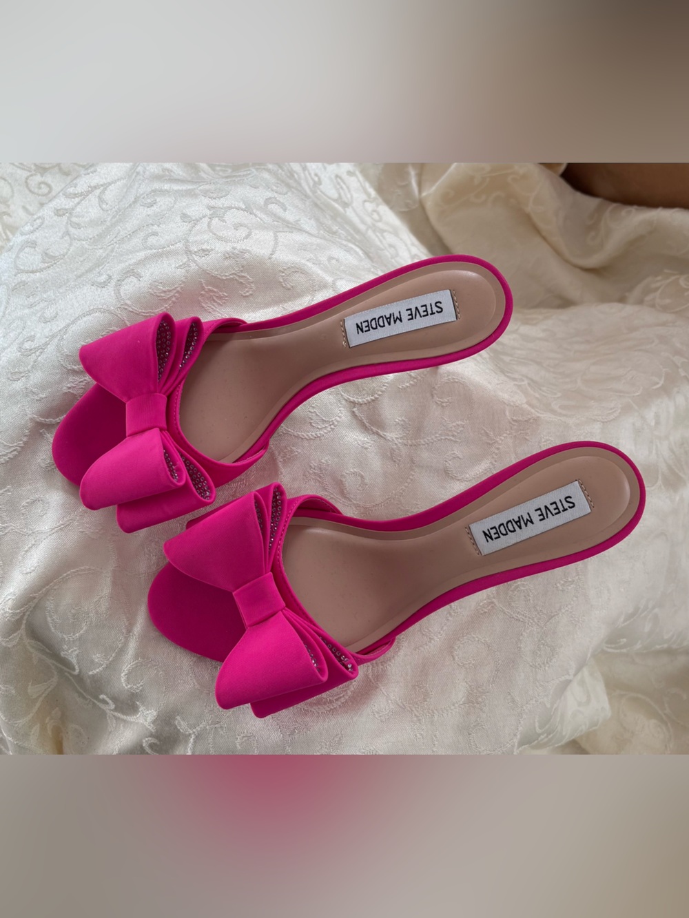 Steve Madden Hot Pink Bow Slide Mules